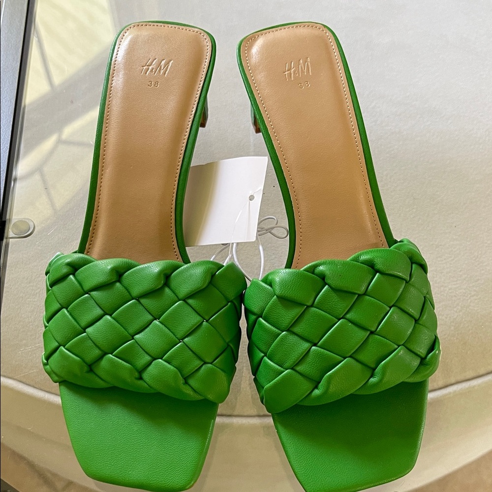 H&M Vibrant Green Braided Sandals